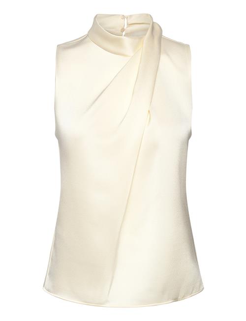 Mango Turtleneck Draped Satin Blouse Mango Cream