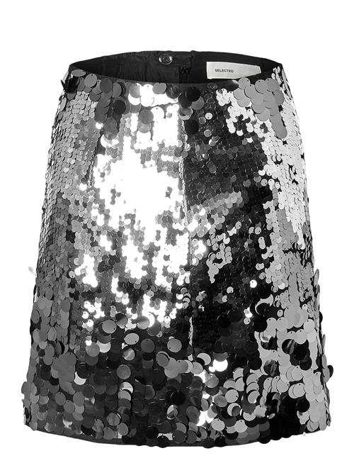 Selected Femme Slftana Hw Short Sequins Skirt B Selected Femme Silver