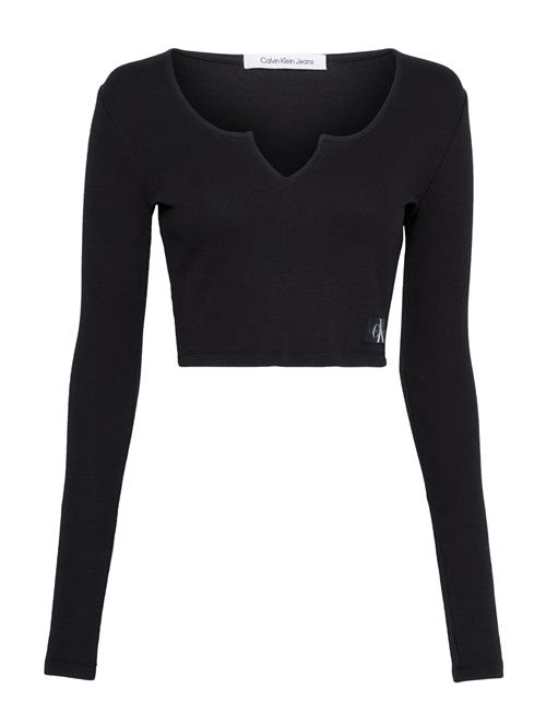 Calvin Klein Jeans Split Collar Rib Long Sleeve Calvin Klein Jeans Black