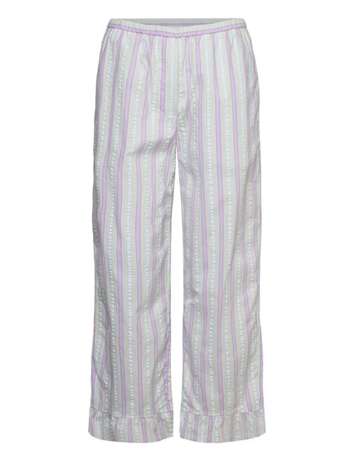 Ganni Stripe Seersucker Elasticated Mid Waist Pants Ganni Green