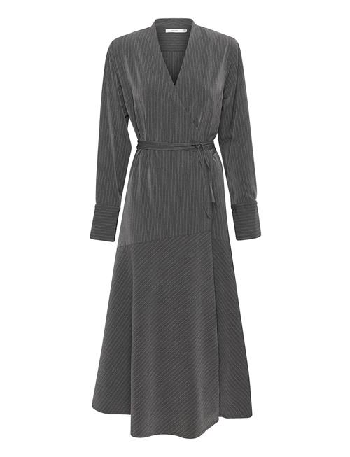 Gestuz Joellegz Mel. Pinstripe Wrap Dress Gestuz Grey