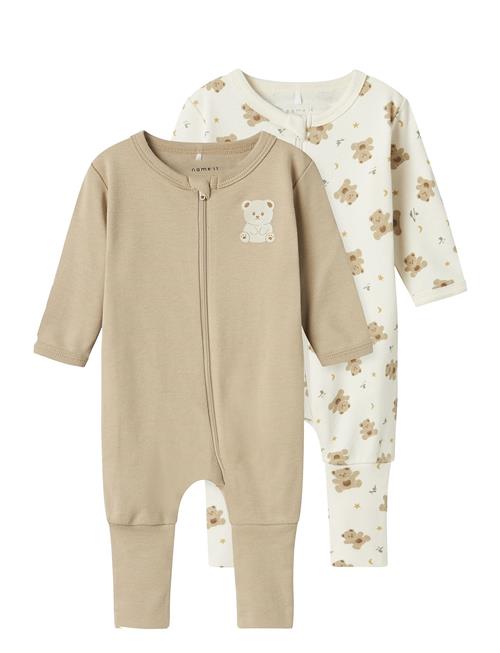 Nbnnightsuit 2P Zip Ff Jet Bear Noos Name It Beige