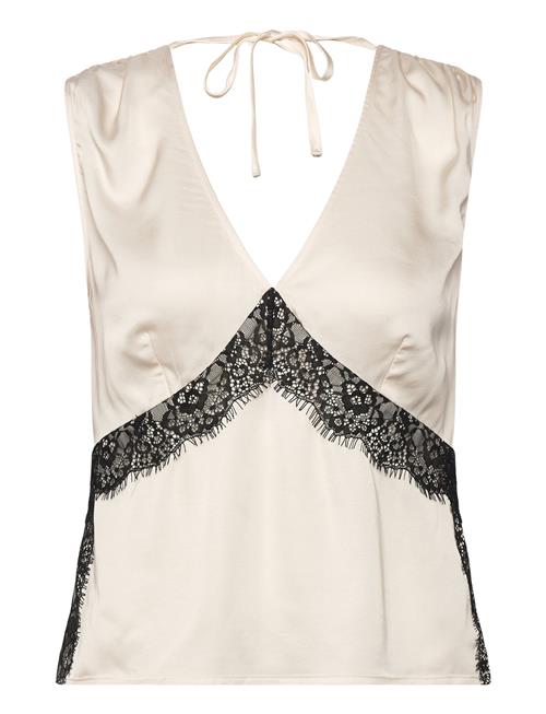 Ennis Satin Lace Top French Connection Cream