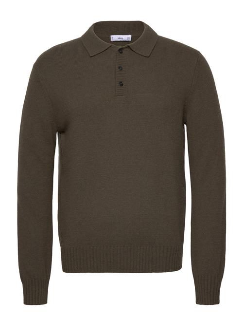 Mango Polo Collar Wool Sweater Mango Khaki