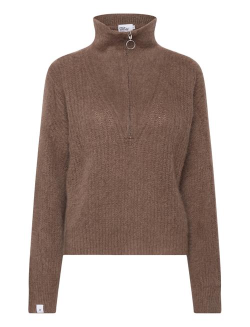 Once Untold Florie Brushed Zip Knit Once Untold Brown