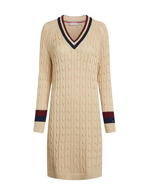 Tommy Hilfiger Varsity Cable V-Nk Swt Dress Ls Tommy Hilfiger Beige