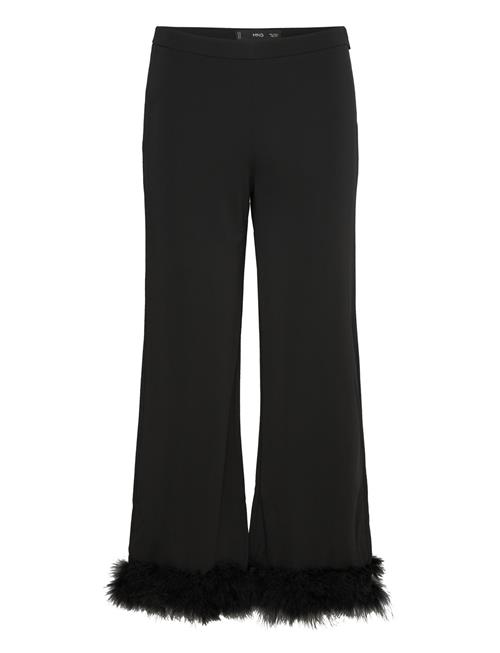 Cropped Trousers With Feather Detail Mango Black