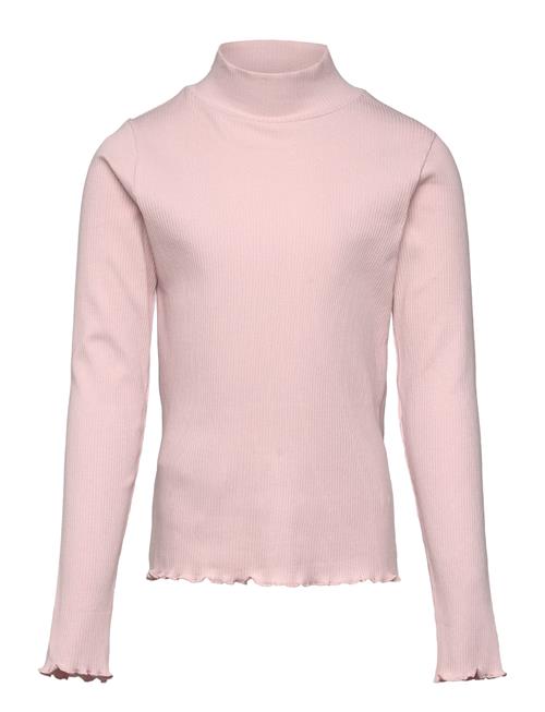 Mango Ribbed High Neck T-Shirt Mango Pink