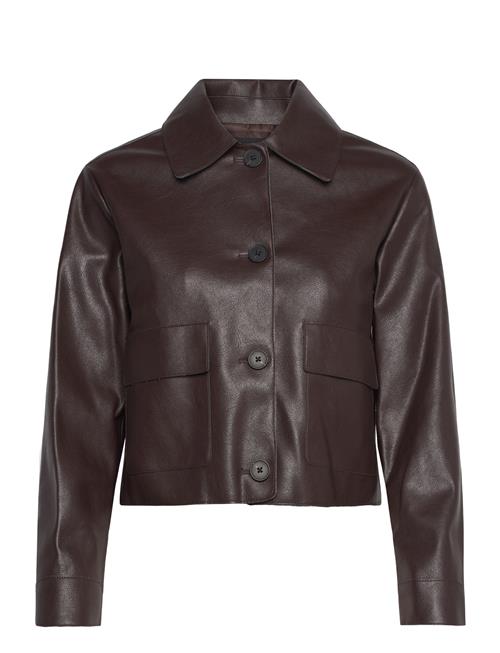 Mango Leather-Effect Jacket With Pockets Mango Brown