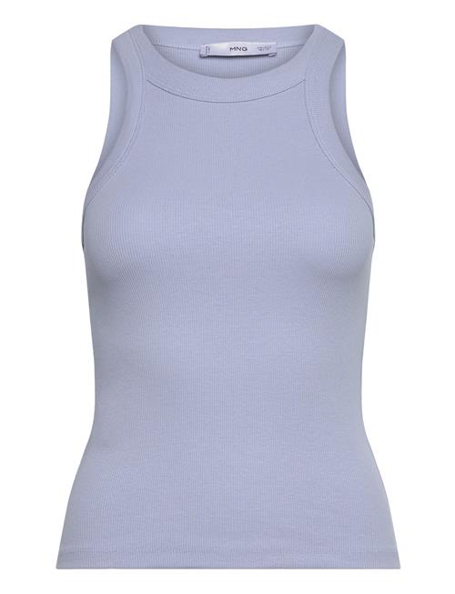 Mango Ribbed Cotton-Blend Top Mango Blue