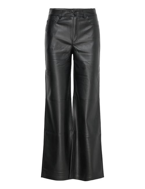 Leather-Effect Straight Trousers Mango Black