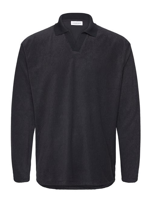 Lindbergh V-Neck Jacquard Polo L/S Lindbergh Navy