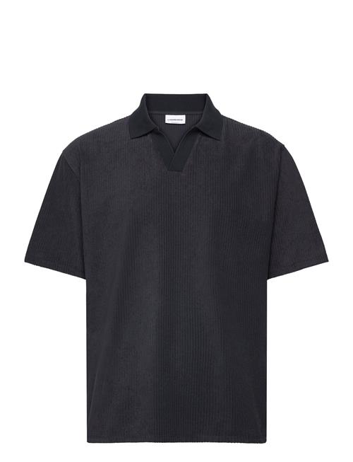 V-Neck Jacquard Polo S/S Lindbergh Black