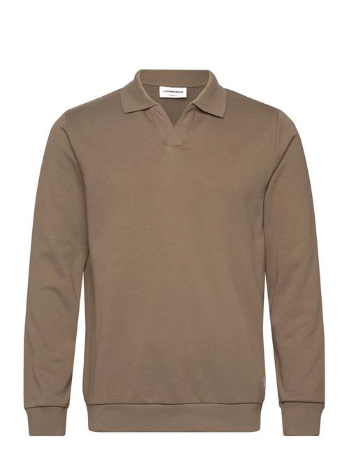 Jersey Split Neck W. Collar L/ Lindbergh Brown