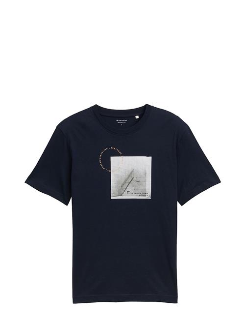 T-Shirt With Photoprint Tom Tailor Navy