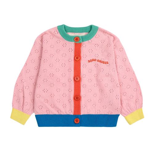 Bobo Choses Color Block Baby Cardigan I Åbent Arbejde Light Pink | Lyserød | 18 months