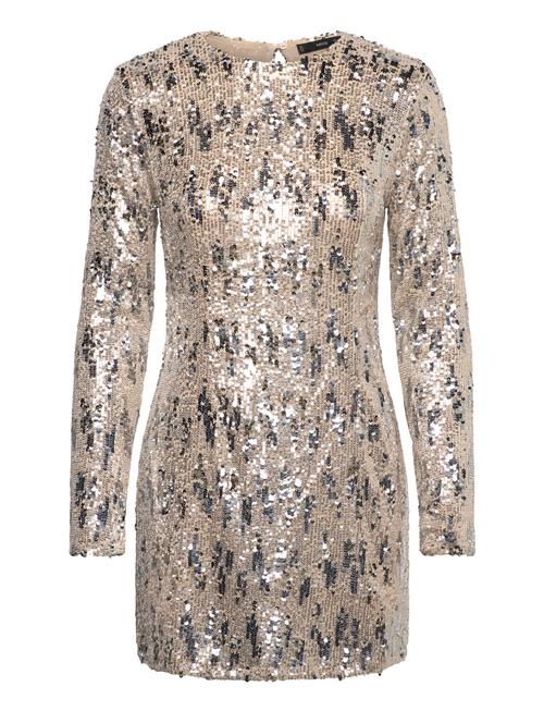 Sequin Shoulder Pads Dress Mango Silver