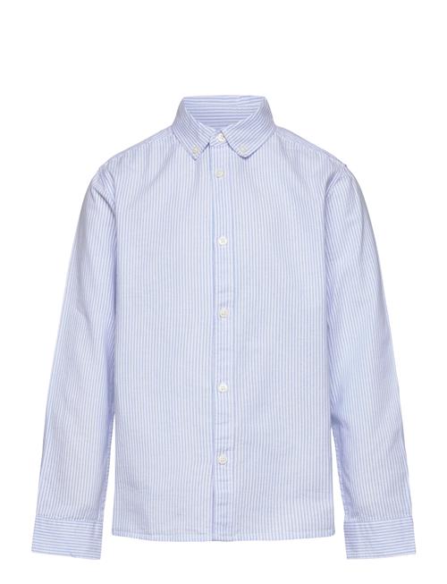 100 Cotton Oxford Striped Shirt Mango Blue