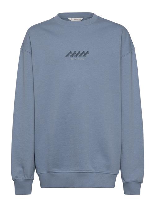 Mango Printed Cotton Sweatshirt Mango Blue