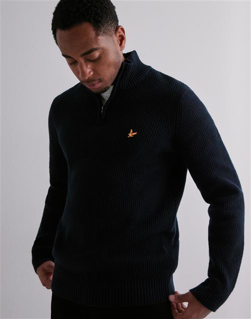 Lyle & Scott Shaker Stitch Quarter Zip Half zip Blå