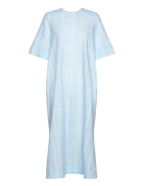 Ganni Seersucker Check Maxi Dress Ganni Blue