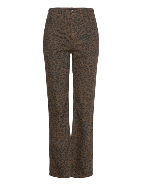 Leopard-Print Straight Jeans Mango Brown