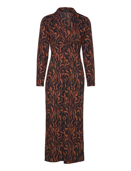 French Connection Zaria Textured Midi Dress French Connection Brown