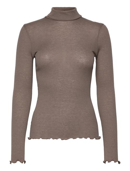 Rwburlington Wool Ls T-Neck T-Shirt Rosemunde Brown