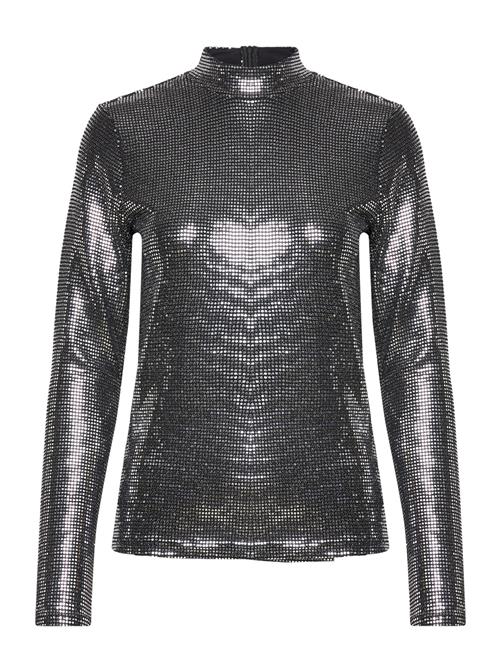 Jilana High Neck Long Sleeve Top Minus Silver