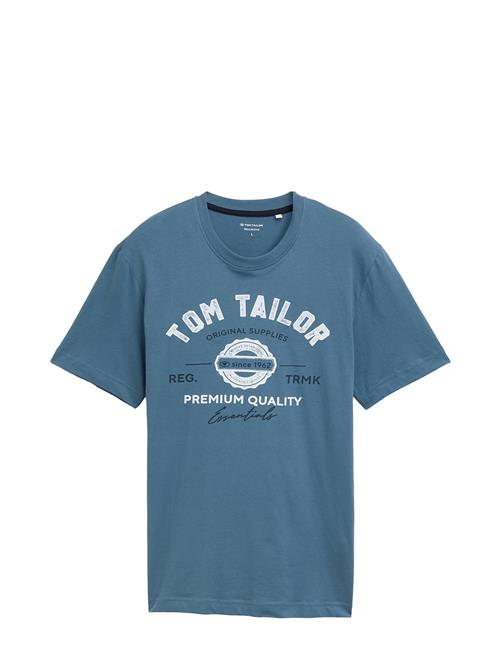T-Shirt With Logo Print Tom Tailor Blue