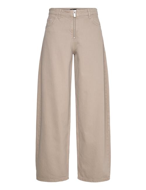 Mango Wideleg Jeans With Zip Mango Beige