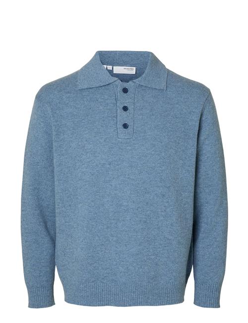 Selected Homme Slhreuben Ls Knit Relaxed Polo Selected Homme Blue