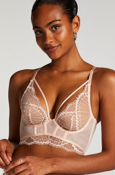 Hunkemöller Ikke-formstøbt longline bøjle-bh Jade pink