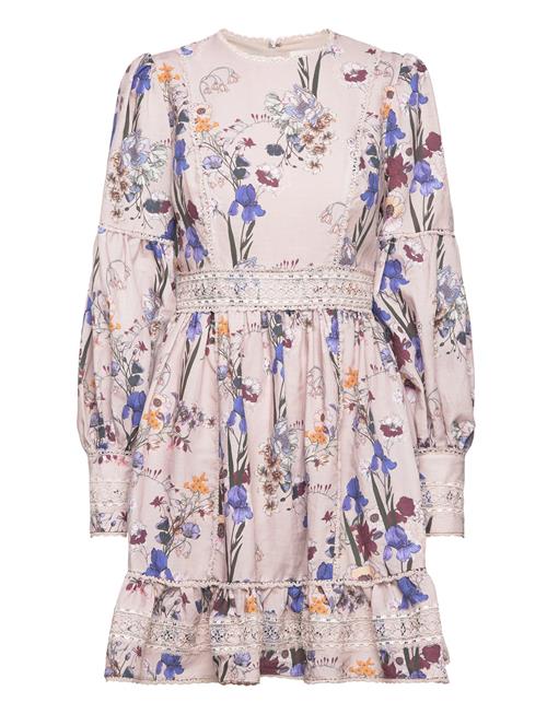 Malina Taylor Silk Blend Detailed Mini Dress Malina Pink