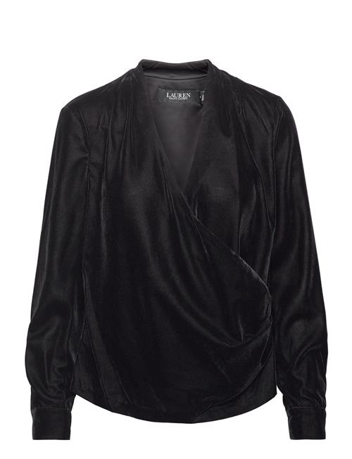 Lauren Ralph Lauren Pleated Velvet Surplice Blouse Lauren Ralph Lauren Black