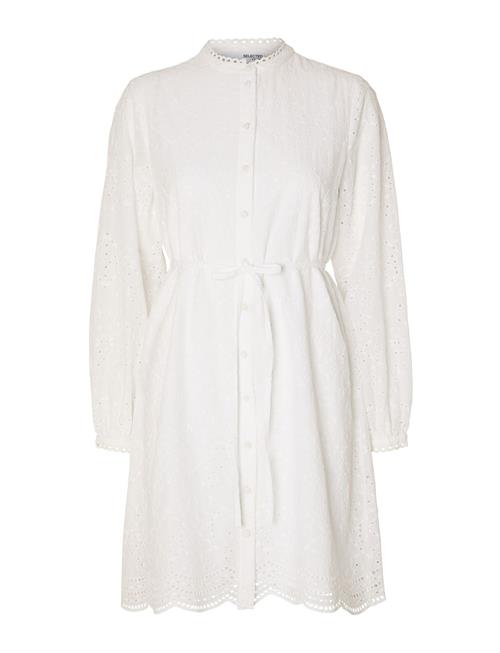 Selected Femme Slftatiana Ls Short Embr Dress Noos Selected Femme White