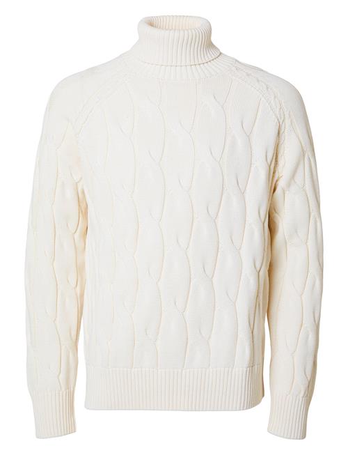 Slhcallo Ls Knit Relaxed Cable Roll Neck Selected Homme White