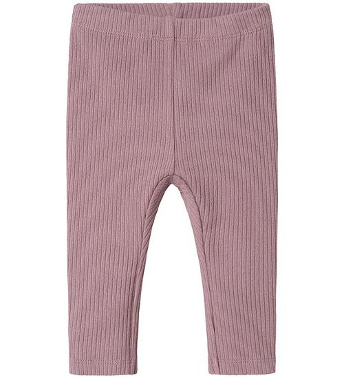 Name It leggings - Rib - NbfDikka - Elderberry m. Hulmønster