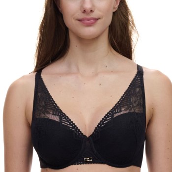 Chantelle Bh Origins Lace Lightweight Plunge Bra Sort nylon B 80 Dame