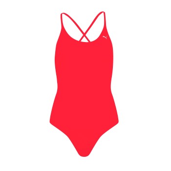 Puma V-Neck Padded Swimsuit Rød Small Dame