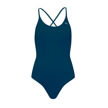 Puma V-Neck Padded Swimsuit Marineblå X-Small Dame