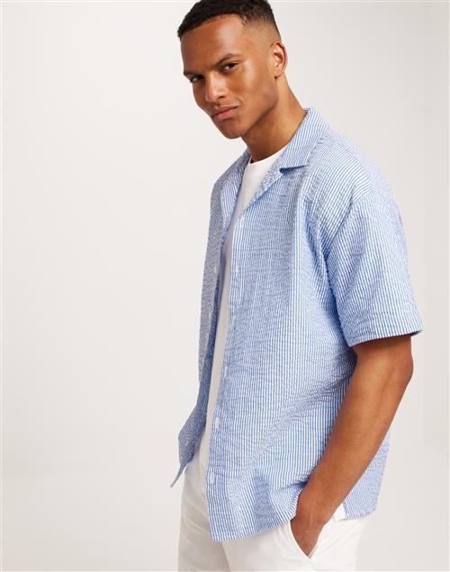 Jack & Jones Jjaydan Seersucker Resort Shirt Ss Kortærmede skjorter Blå