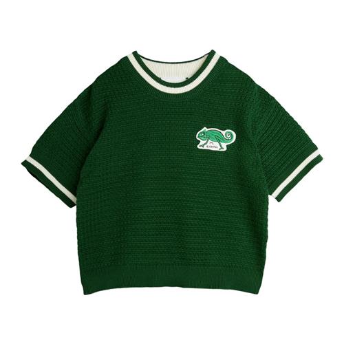 Mini Rodini GOTS Lizard Patch Crochet Knit T-shirt Green | Grønn | 140/146 cm