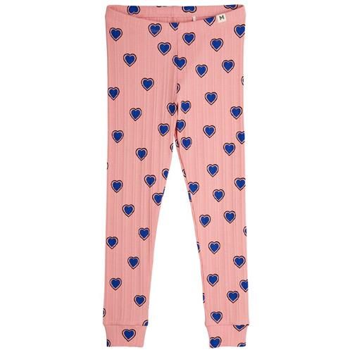 Mini Rodini GOTS Outlined Hearts Aop Leggings Pink 92/98 cm  Lyserød  92/98 cm  Unisex