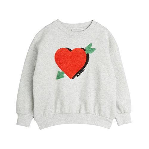 Mini Rodini GOTS Arrowed Heart Chenille Sweatshirt Grey Melange 92/98 cm  Grå  92/98 cm  Unisex