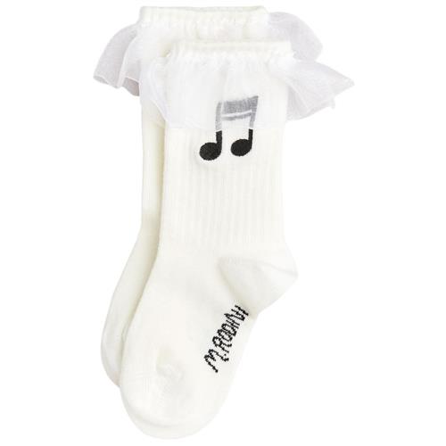 Mini Rodini GOTS Note Frill 1-Pack Sokker White 13-15 EU  Hvid  13-15 EU  Unisex