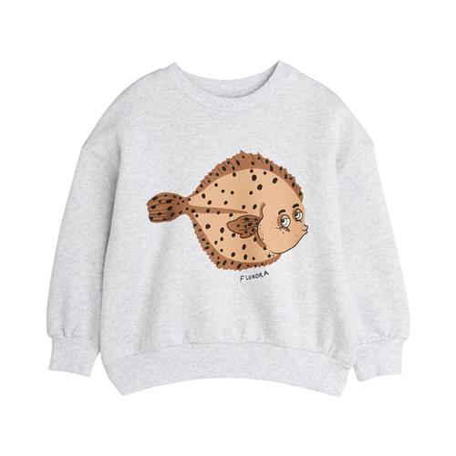 Mini Rodini GOTS Flundra Sweatshirt Grey Melange 128/134 cm  Grå  128/134 cm  Unisex
