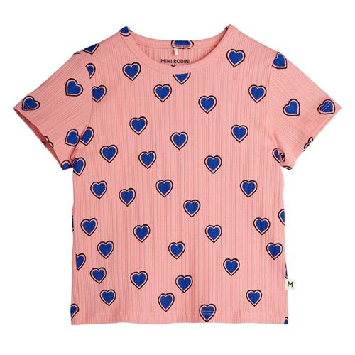 Se Mini Rodini GOTS Outlined Hearts Aop T-shirt Pink 104/110 cm  Lyserød  104/110 cm  Unisex ved Babyshop