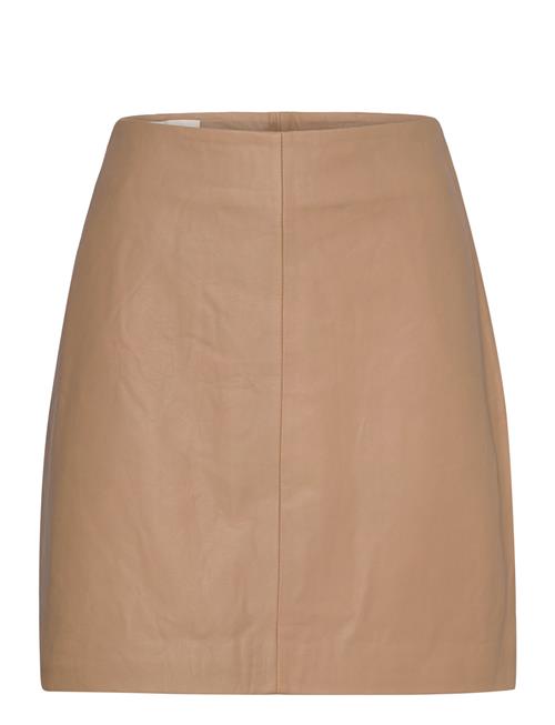 Slolicia Leather Skirt Soaked In Luxury Beige