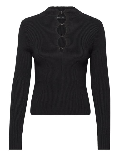 Mango Ribbed Sweater With Buttons Mango Black